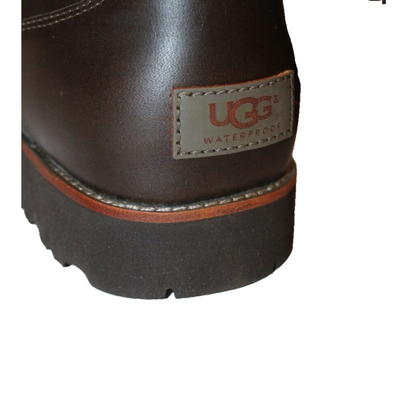 NEW UGG Hafstein Men's Waterproof Ankle Leather Boots Shoes BROWN SZ 11 - Picture 4 of 5